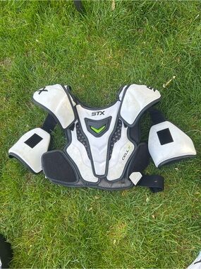 LaCrosse Shoulder Pad Cover - White with Black Trim, STX Cell IV, Retails $150